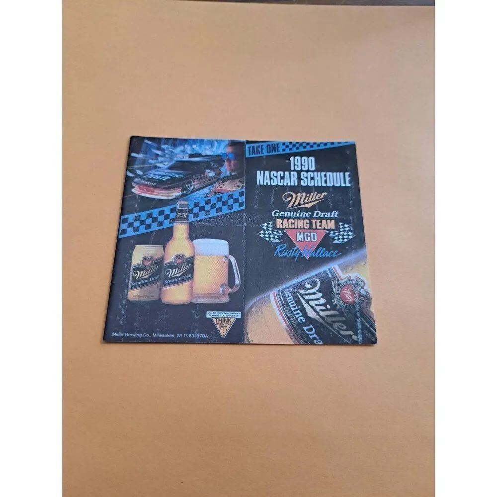1990 Rusty Wallace MGD NASCAR Schedule Foldout Miller Beer Promo Racing Cruise